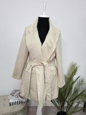 Trench imitatie piele intoarsa Zara S