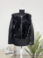 Geaca imitatie piele cu blanita naturala Zara S