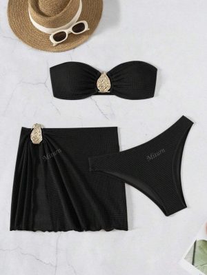 Set costum de baie doua piese cu fusta
