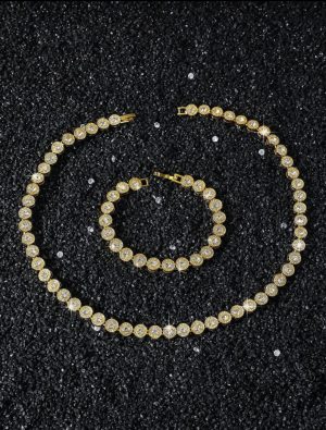 Set colier si bratara aur galben