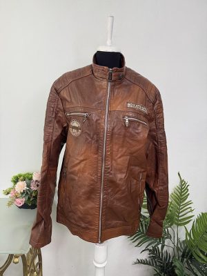 Geaca imitatie piele cu interior inblanit Katie-Seth 4XL