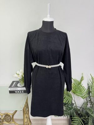 Rochie imitatie piele intoarsa fara cordon oversize edc 36